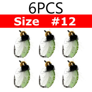 6PCS #10 #12 CDC Feather Hackle Nymph Scud Fly UV Brass Beadhead Wet Bug Worm Trout Fishing Fly Bait Lure Fast Sinking