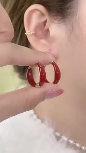 【CANAMEK】French Elegant Drip Glaze Hoop Earrings Light Luxury High-End Design Plain