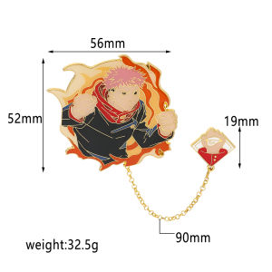 Bandai | Anime Jujutsu Kaisen Enamel Badges with Chain Gojo Satoru Brooch Itadori Yuji Pins Geto Suguru Badge for Backpack Clothing Lapel