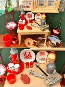 Mini Wedding Dowry Suit Model Dollhouse Play House Nostalgic 1980s Scene Decoration Water Bag Flashlight