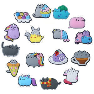 9/16pcs Cat Cartoon Series Shoe Charms For Slides Sandals PVC Shoe Decorations Accessories For Friend Party Gifts