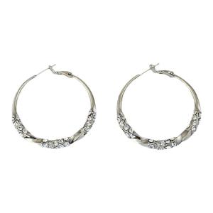 Silver Diamond Stud Earrings for Women Luxury Lightweight Face Slimming Large Circle Earring 925 Silver Needle Ear Clip Trendy Jewelry