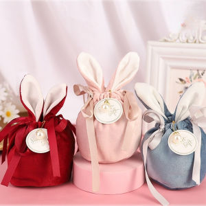 2023 CNY Chinese New Year Gift Bag Velvet Long Rabbit Ears Candy Bags Chinese New Year Decoration 17*12cm