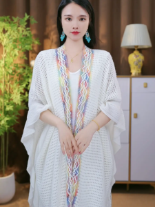 Áo Khoác Cardigan Dệt Kim Mới 2025 Phong Cách Dân Tộc Chân Dung Người Dân Tây Tạng Và Tân Cương Chống Nắng Du Lịch Thời Trang Đa Năng Áo Khoác Ngoài Phòng Máy Lạnh