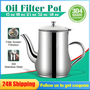 Stainless Steel Oil Pot with Strainer Oil Container Can Kitchen Oil Filter Pot Household Oil Filter