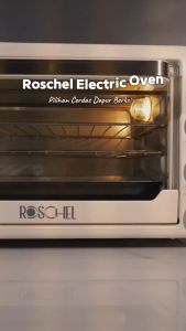 Roschel Electric Oven Low Watt 2 x 300 W Atas Bawah Kapasitas 21 L Stay Warm Function Menghangatkan with Interior Lamp Hemat Listrik Pemanas Ganda Stainless Steel Pemanggang Kue Toaster Multifungsi ROV-210 / ROV 210 / ROV210 (Garansi 1 Tahun) Beige / Grey