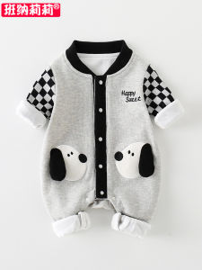 Cartoon Baby Clothes Spring Outfit Newborn Boys Autumn Going out Hundred Days Boy Romper 0-12 Months Cotton Long Sleeve Single Button