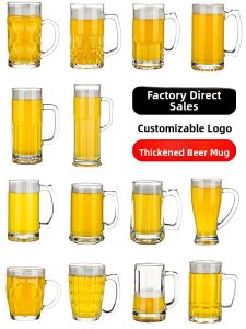 Large Capacity 500ml Glass Beer Mug Heroic Design for Home And Commercial Use Bar round Shape European Style Heat Resistant