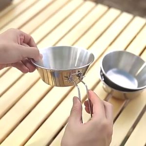 Bát Inox 304 Có Tay Cầm Gấp Gọn Bát An Dã Ngoại Phượt Du Lịch Cắm Trại Camping