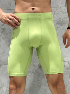 Mens Yoga Shorts Breathable Muscle Fitness Running Swimming Basketball Training Sensation Sports Underwear Five-Quarter Length