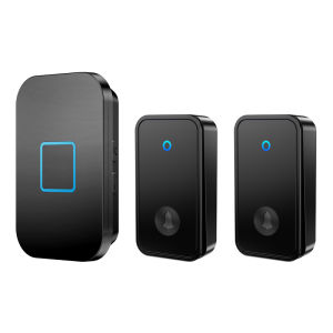 CACAZI Wireless Doorbell No Battery Waterproof Self-Powered Door bell Sets Home Outdoor Kinetic Ring Chime 2 Buttons 1 Receiver