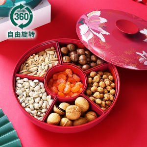 Rotate Dried Fruit Box Candy Box Living Room Home New Year Full Box Wedding Nut Plate New Year Storage Box Snack Box