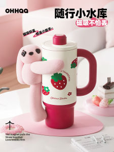 New 2025 Large Capacity Ceramic Insulated Straw Cup Portable Ice King Womens Water Bottle Macaron Color Trendy Cool Gift Cup