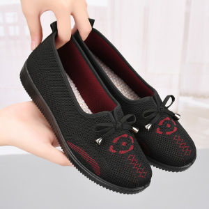 Giày Vải Bắc Kinh Dành Cho Nữ Mùa Xuân Thu Đế Mềm Chống Trượt Giày Mẹ Một Bước Giày Bà Nội Đế Phẳng Thường Ngày