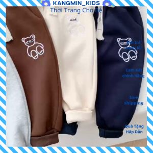 Quần Nỉ Bông Cho Bé Thêu Hình Gấu Quần Nỉ Bé Trai Bé Gái Chất Nỉ Bông Cao Cấp Cho Bé Từ 7 Đến 27kg-KANGMIN KIDS