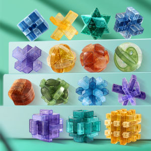 Đồ Chơi Giải Trí Cao Cấp Mới Lu Ban Lock Màu Thủy Tinh Trong Suốt Độ Khó Siêu Cao Dành Cho Trẻ Em Từ 8-14 Tuổi