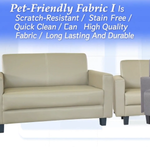 YHL Pet Friendly Fabric / PVC Leather 1 / 2 / 3 Seater Sofa With Or Without Ottoman