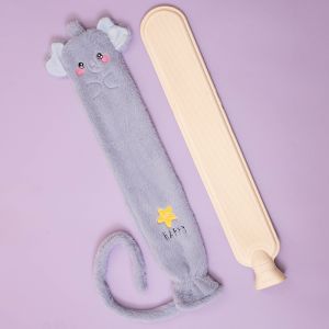 Cute Large Long Plush Hot Water Bottle for Home Use Womens Style Bedding Warmth Stomach Winter Essential Non-Waterproof
