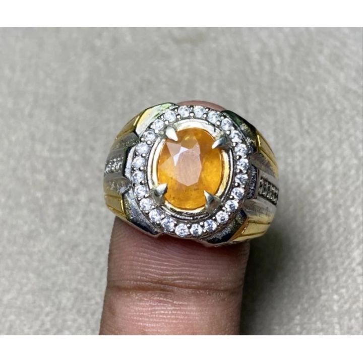 batu yellow safir yakut cincin natural yellow sapphire corundum