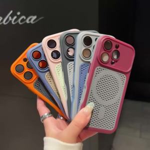 Hit Color Heat Dissipation Mesh For Magsafe Magnetic Case For iPhone 17 16 15 14 13 12 Pro Max Plus Breathable Big Window Cover
