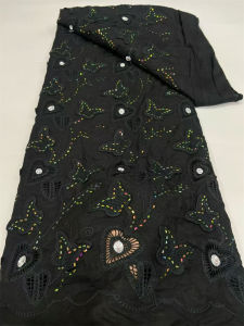 Black Embroidered Guipure Lace Cord Lace Dubai Abaya Cloth African Water Soluble Fabric 2026for Cocktail Dress Celebrants