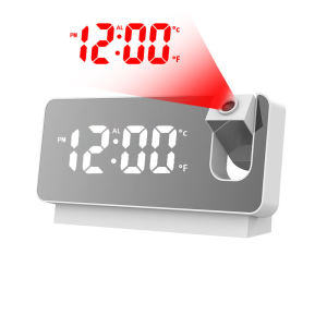 Projection Alarm Clock LED Digital Clock with Ceiling Wall Projection Rechargeable Bedside Clock with Snooze Time & Temperatu