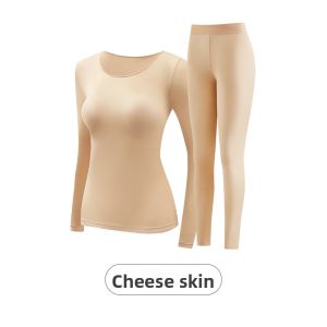 miiow | Ultra-Thin Cat Woman Skincare Underwear Set Long Sleeve Womens Base Layer Warm Top Inner Wear Comfortable Winter Ensemble