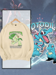 Pokémon Chikorita Totodile Tepig Print Hoodie