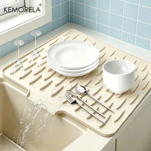 Kitchen Silicone Drain Mat with Built-in Drainage Design Easy to Clean for Countertops Sinks Refrigerators Multiple Color Option