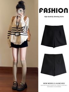 High-Waisted Fleece-Lined Mini Shorts Womens Autumn Winter Slimming Tight Sports Outerwear Anti-Light Base Layer Pants
