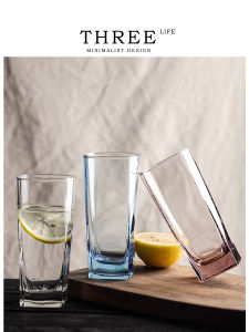 Tlife Group Colorful Glass Cup for Brewing Beer And Juice Nordic Style Square Cup Heat Resistant Single Layer Cup Ins Style