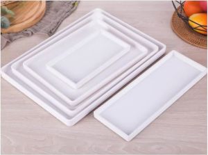 White Rectangular Melamine Tray Water Cup Tea Plate Creative Plastic Room Washing Storage tablet(Logo customized)