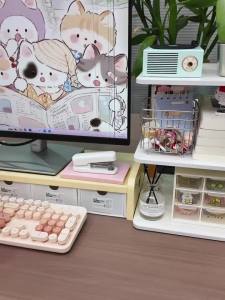Cute Cartoon Cat Desktop Ornaments Phone Stand Creative Desk Decor for Office Home Kawaii Cat Glasses Storage Holder