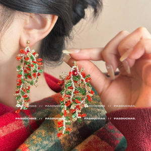 Colorful Beaded Tassel Long Earrings Womens New Year Design Fashion Jewelry Fresh Outlined Korean Style Earring Accessories