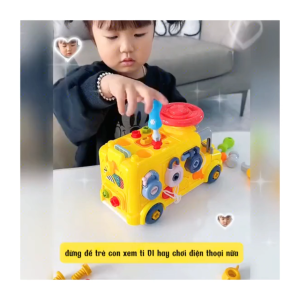 Đồ Chơi Xe Kỹ Thuật  Tháo Lắp Ráp Xe Buýt Đa Năng Lắp Ráp 3 trong 1 Cho Bé Lắp Ráp Vặn Ốc Vít Và Xe Buýt Có 4 Bánh Chạy Được Giúp Bé Phát Triễn Kỹ Năng. shopcuabebb