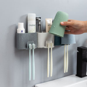 【On Sale】Toothbrush Holder Toothpaste Storage Rack Shaver Tooth Brush Dispenser Bathroom Organizer