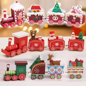 Merry Christmas Wooden Train Ornament Christmas Decoration for Home Santa Claus Gift New Year Xmas Decor