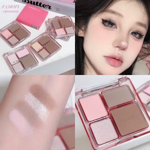 Makeup blush palette FAMOTY with four-color combination for contouring highlighting matte brightening pearlescent shimmer an