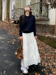 Áo Len Dệt Kim Màu Xám Dài Tay Cổ Polo Rộng Rãi Phong Cách Hàn Quốc Dành Cho Nữ Mùa Xuân