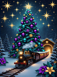 HUACAN Diamond Art Painting Tree Christmas Train Diamond Mosaic Landscape Home Decor Handmade Full Square Round Drill