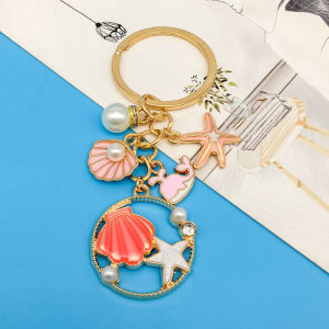 1 PC SHELL ปลาดาวโลหะผสมพวงกุญแจจี้กระเป๋า Pearl Key CHAIN ปลาวาฬรูปร่างแหวน Ocean Series Key แหวนเครื่องประดับ