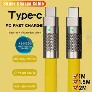 10A 120W Fast Charging Cable PD Type-C Liquid Silicone 1/1.5/2M C to C Super Quick Charging Cable for iPhone Xiaomi