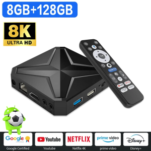 New Android 14 Smart TV Box RK3518 Quad‑Core 4K/8K UHD Video Decoding 8GB+128GB WiFi6 Google Voice Control  For Netflix YouTube