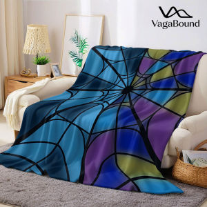 Stained Glass Flannel Blanket Warm Soft Halloween Christmas Decorative Couch Warm Cozy All-Season Gift