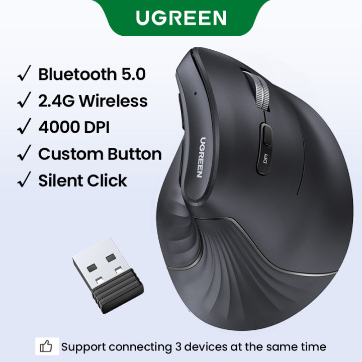 UGREEN MU008 Vertical Ergonomic Wireless Mouse, Bluetooth and