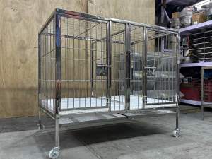2 x 3 x 2.5 ft 2DOORS.. STAINLESS 304 DOG CAGE..  HEAVY DUTY