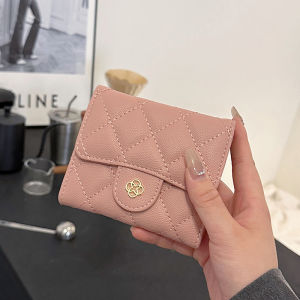 กระเป๋าสตางค์สั้นหนัง PU สำหรับผู้หญิง กระเป๋าใส่บัตรแบบพับสามครั้ง กระเป๋าใส่เหรียญ กระเป๋าสตางค์แฟชั่น กระเป๋าสตางค์แบบหนัง PU กระเป๋าใส่บัตร