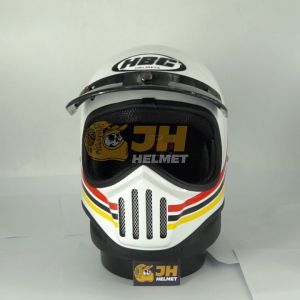 Helm Cakil HBC 23 White Glossy Gold + FREE GOGGLE | Helm Retro | Full Face | Jual Helm