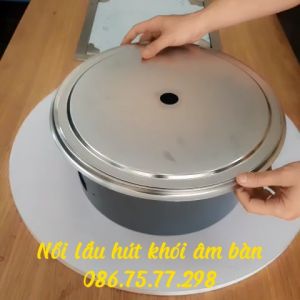 Bộ bếp từ lẩu âm bàn tròn bếp từ nhà hàng giá rẻ nồi lẩu 2 ngăn inox tròn âm bàn nồi inox nấu lẩu nhà hàng