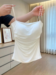 White Pure Desire Beautiful Pure Vest Womens Style with Chest Pad Camisole Shirt Matching Inner Wear Outer Wear Backless Top